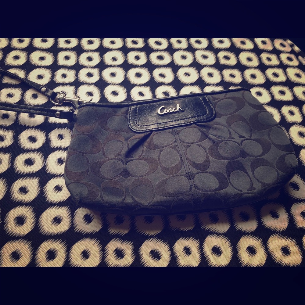 Large Black Coach Wristlet/Wallet/Clutch